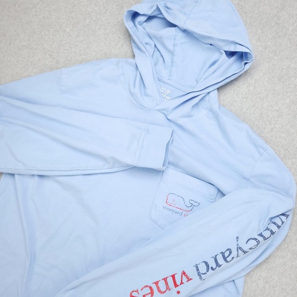 Vineyard Vines Other - Vineyard Vines Shirt Mens Medium Light Blue Hooded Long Sleeve Whale Logo
